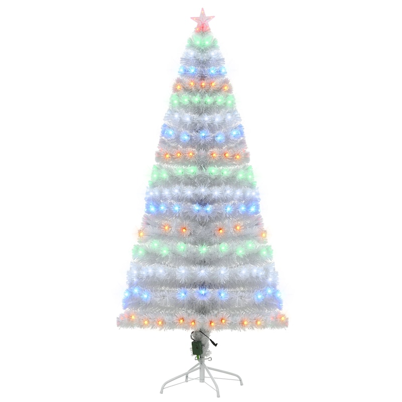 HOMCOM 6 ft. Prelit Artificial Christmas Tree with Stand, Colored Christmas Tree