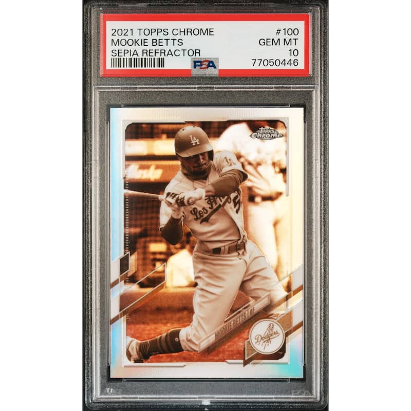 Mookie Betts 2021 Topps Chrome Sepia Refractor Baseball Card #100 Graded PSA 10 - 8'6" x 11'6"