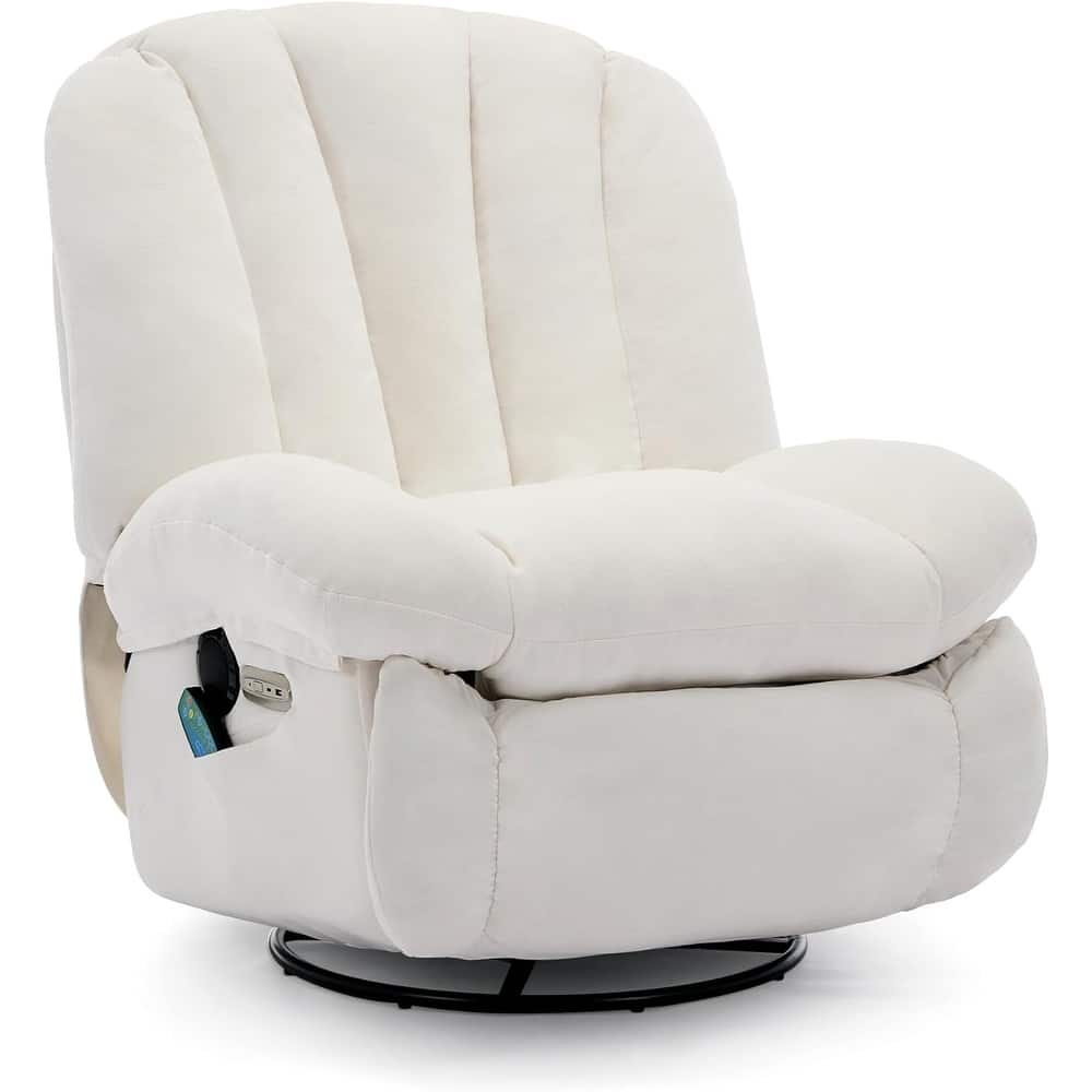 Shell Shape Power Recliner Chair, Chenille Fabric Swivel Rocker Recliner with Bluetooth Speaker