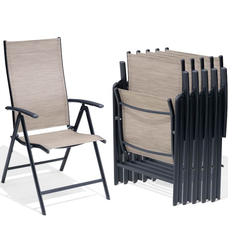2/4-piece Folding Patio Chair Set Outdoor Adjustable Dining Chair