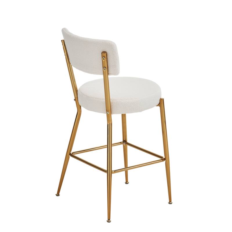 Set of 4 modern teddy fabric upholstered bar stools