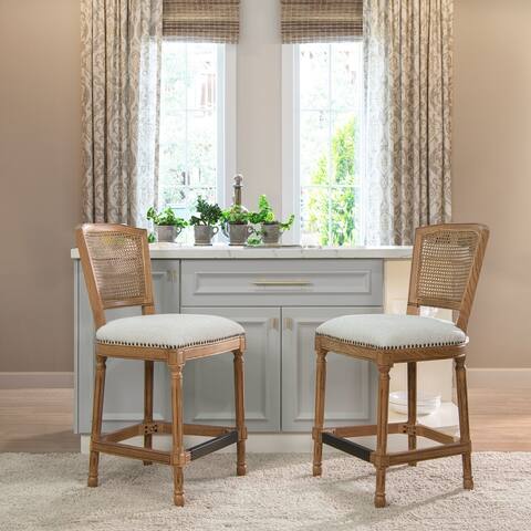 Triomphe Rattan Wicker High Back Armless Counter Bar Stool