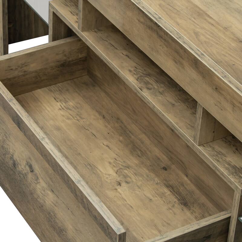 Grey Oak TV Stand with LED RGB Lights and Storage (Fits up to 55inch