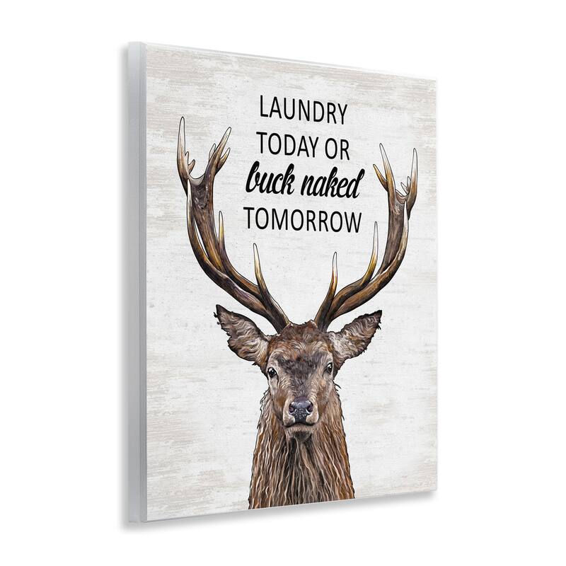Stupell Buck Naked Tomorrow Funny Laundry Wall Plaque Art Design By Lettered and Lined
