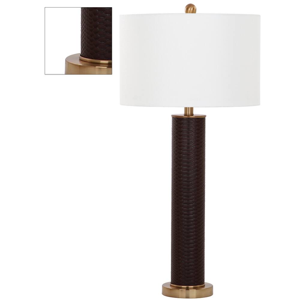 SAFAVIEH Lighting Tomika 32-inch Faux Alligator Grey Table Lamp (Set of 2) - 15"x15"x31.5" - 15Wx15Dx32H