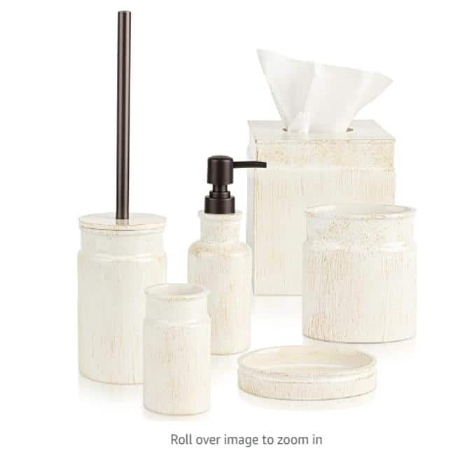 Creative Scents Rustic Luxe Beige Bathroom Accessories Set of 6 - Rustic Luxe