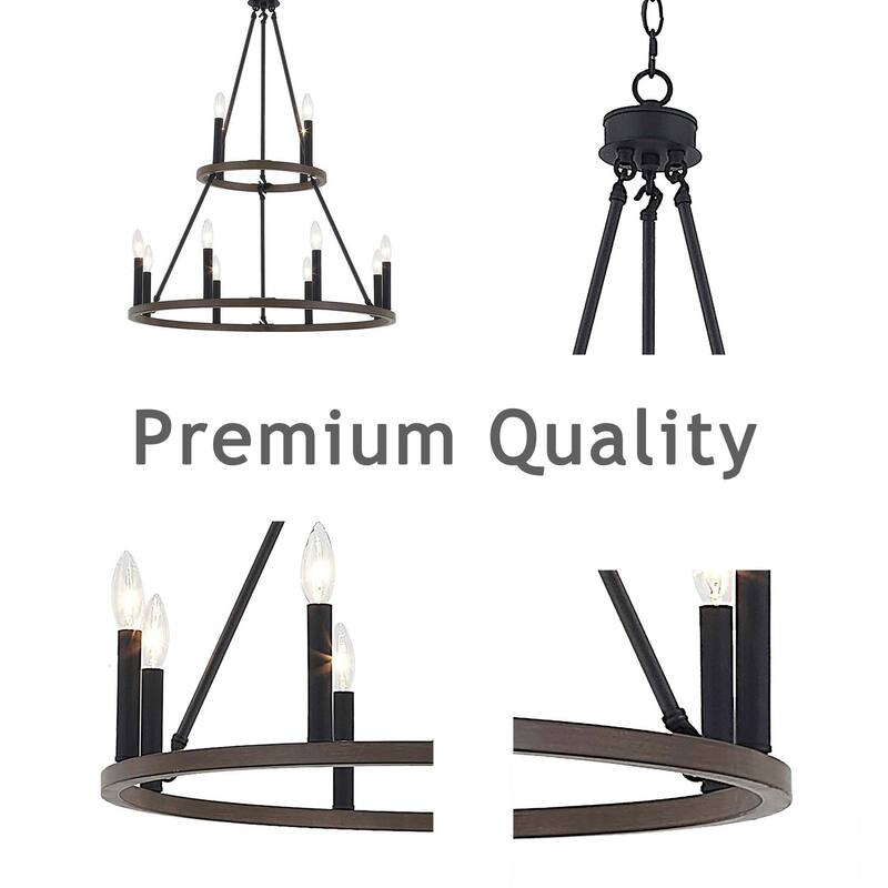 Acroma 12-light Farmhouse Candle Chandelier for Dining Room - 28 inches