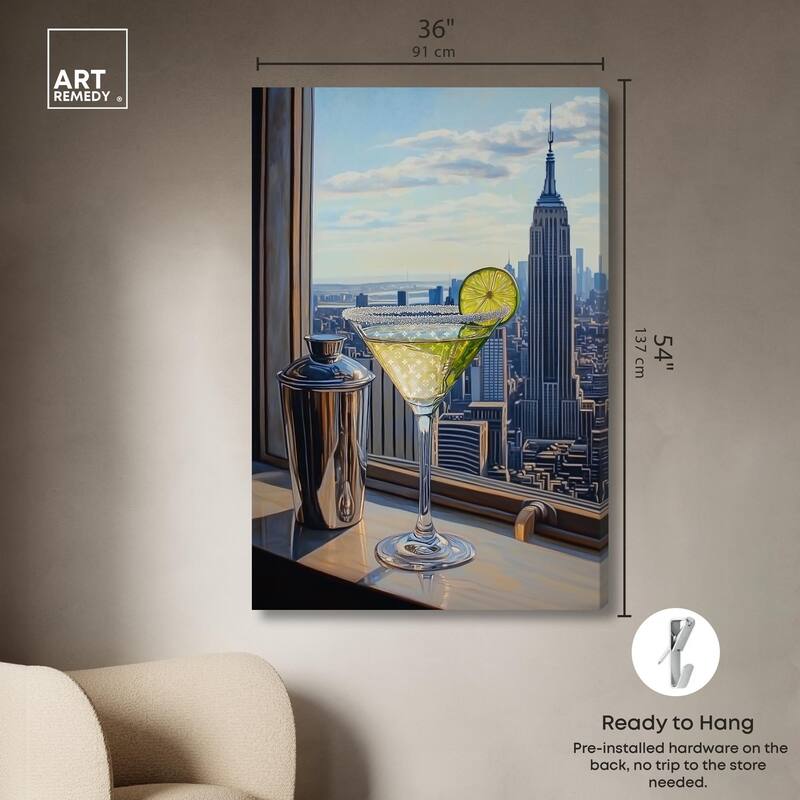 Classy Drink in NYC Canvas by Art Remedy, Gallery Wrapped