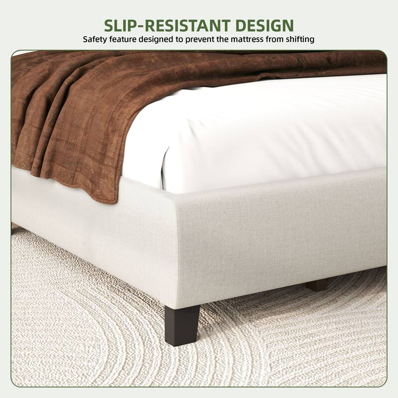 Moasis Upholstered Tufted Bed Frame with Adjustable Height Headboard