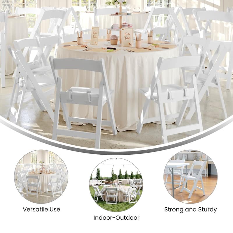 2 Pack Kids White Resin Folding Chair with Vinyl Padded Seat - 12.25"D x 13.25"W x 21"H