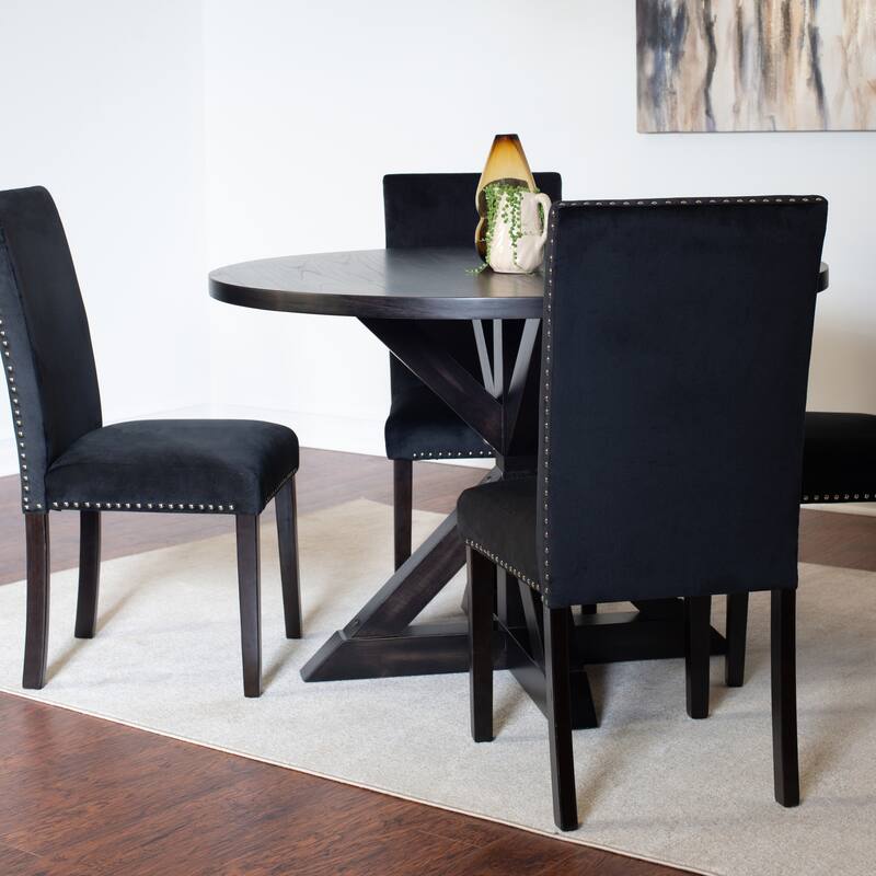 Roundhill Furniture Enbridge 5-piece Dining Set, Cross-Buck Dining Table with 4 Stylish Chairs