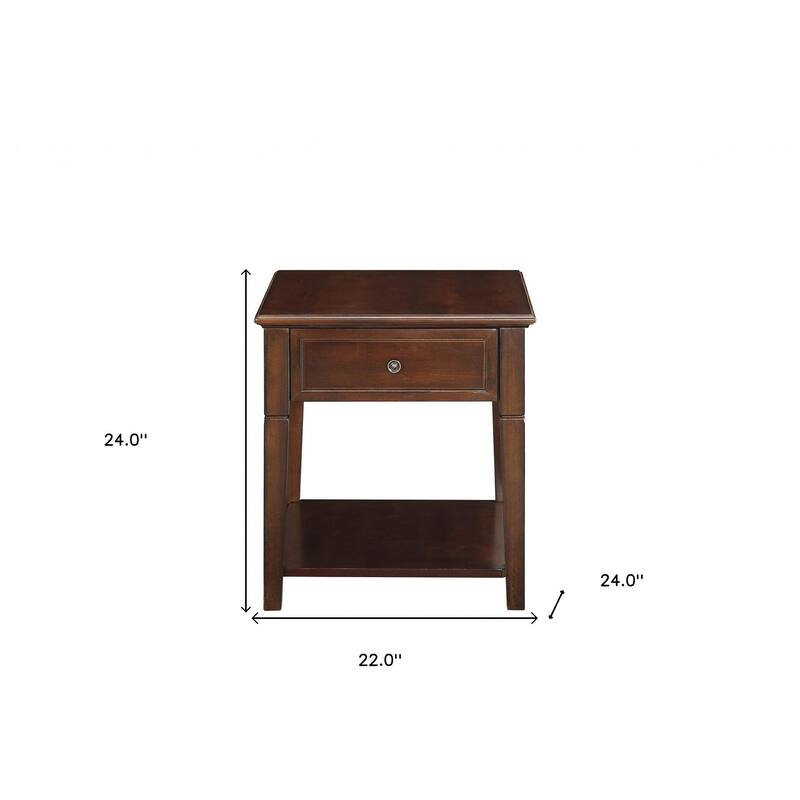 HomeRoots 24" Walnut Manufactured Wood Rectangular End Table With Drawer And Shelf - 22