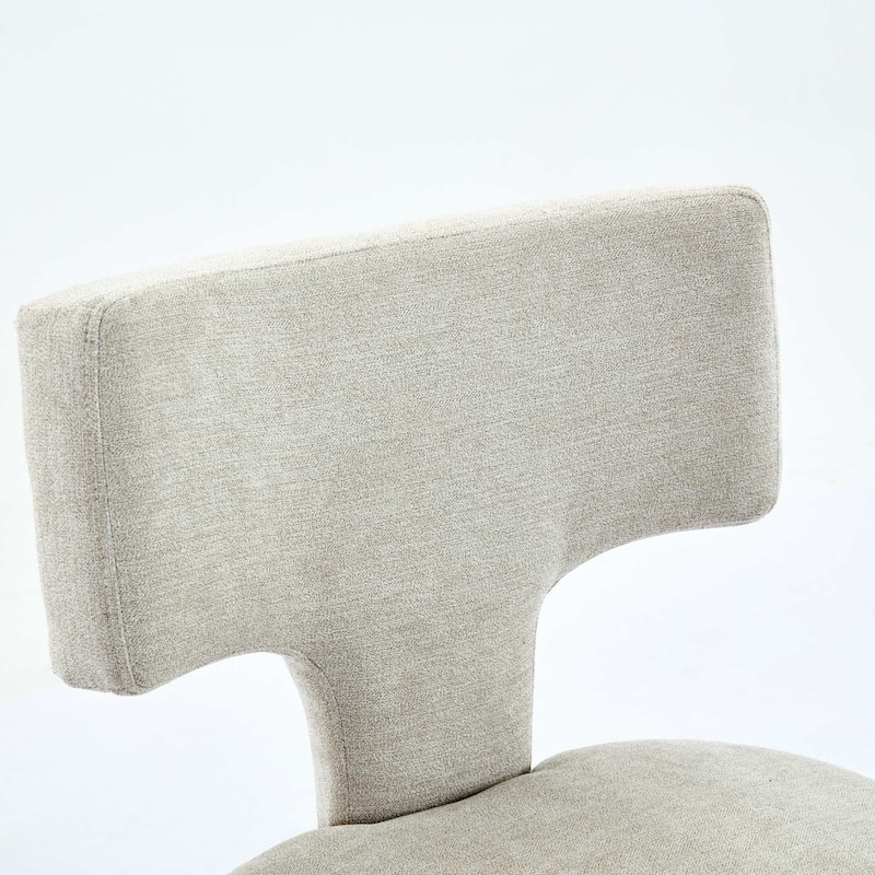Counter Height Bar Stools Set of 2, Linen Upholstered Accent Chairs, Curved Backrest with Nailhead Trim and Splayed Legs