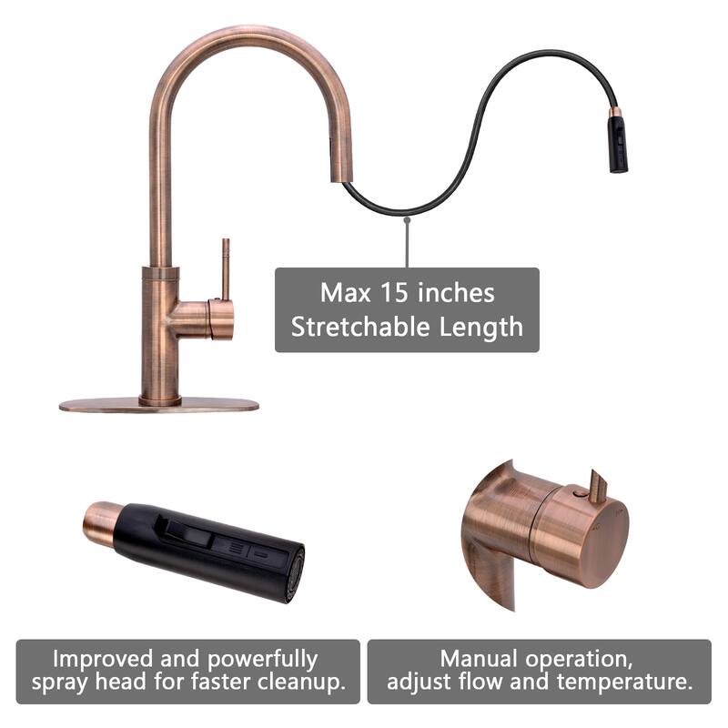 One-Handle Pull-Down Kitchen Faucet with Deck Plate