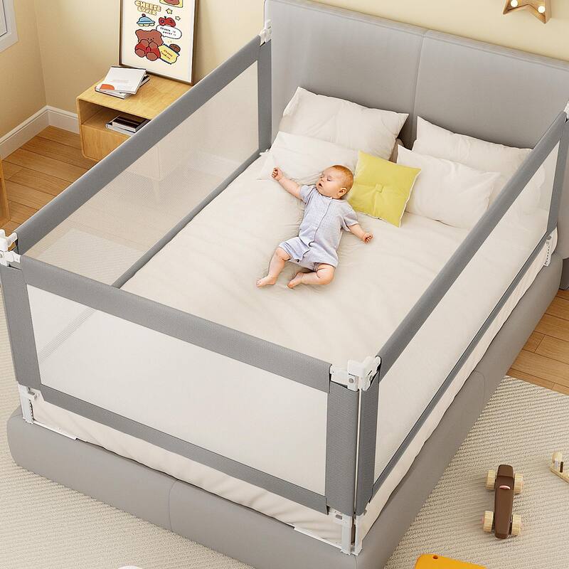 Toddler Bed Rail with Detachable Guardrail & Safety Strap