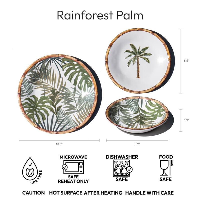 Abode Homewares Rainforest Palm NewWave Melamine Salad Plate - Green - 8.5" - Set of 6
