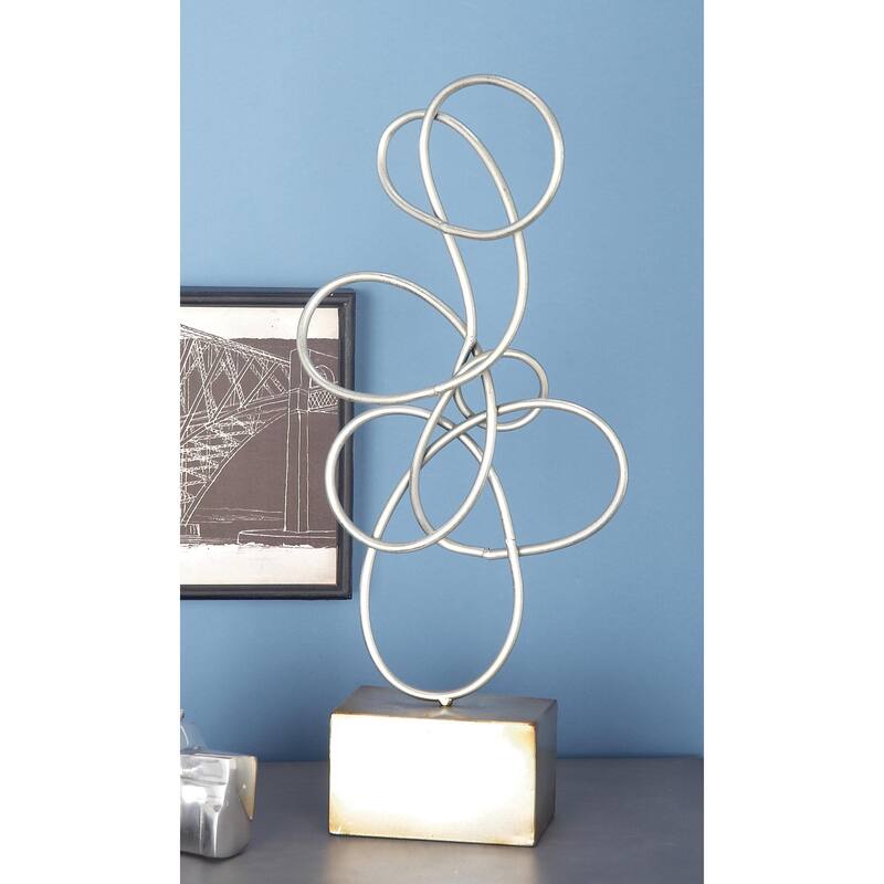 Silver Metal Swirl Abstract Decorative Sculpture