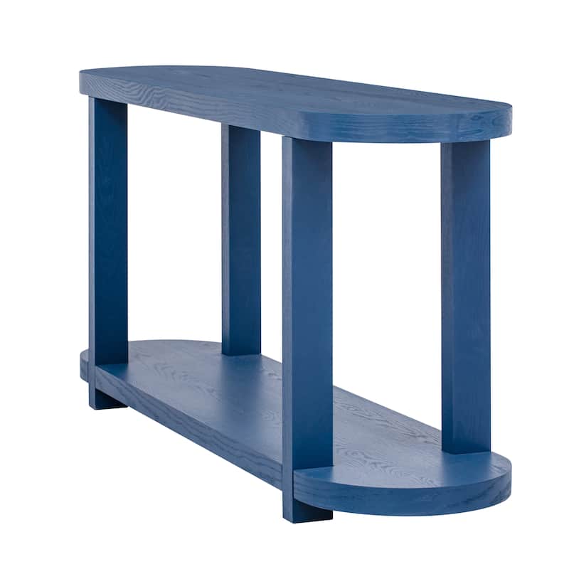 63" Oval Console Table with Ash Veneer, Sleek Design