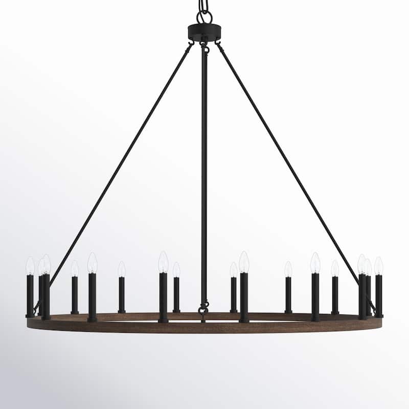 47In Farmhouse 16-light Large Round Wagon Wheel Candle Chandelier - 47'' D X 140'' H