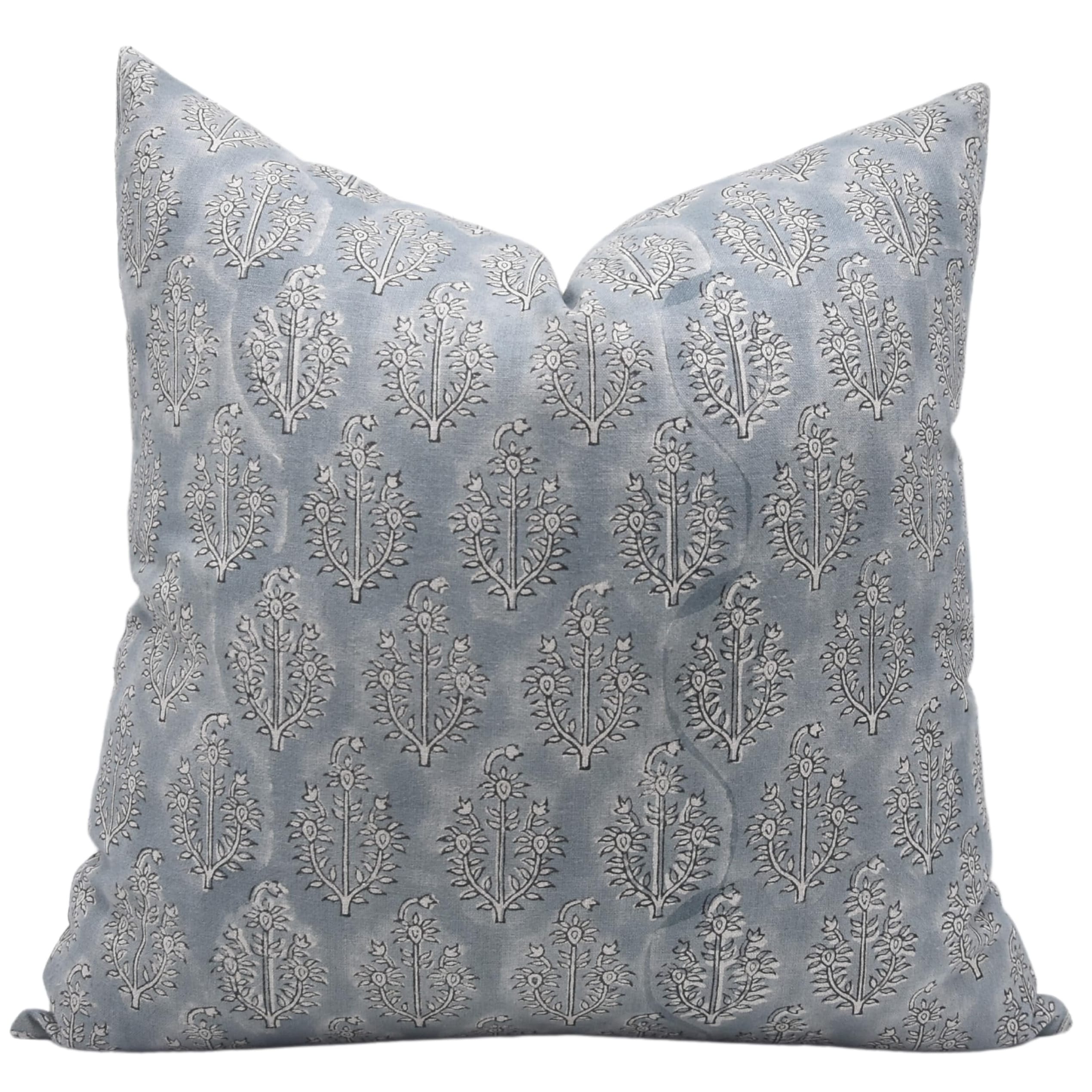 Fabdivine Decorative Pure Linen Block Print Pillow Cover Handmade Home Accent, Neelgagan