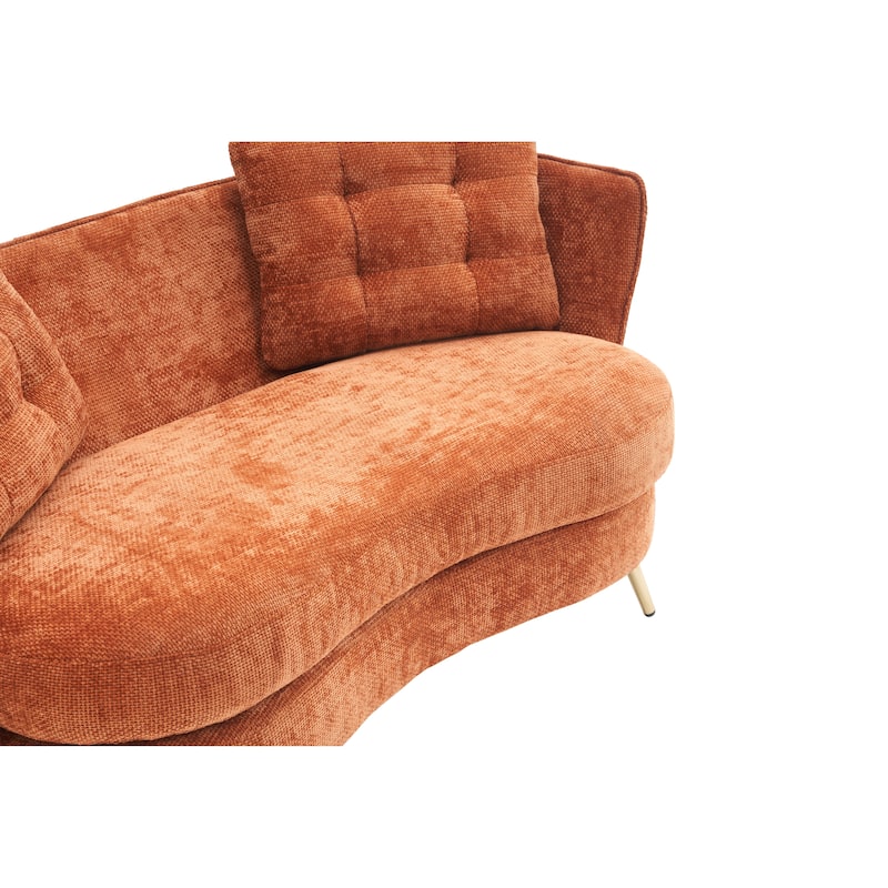 Upholstered Loveseat Sofa Chair with Golden Metal Legs
