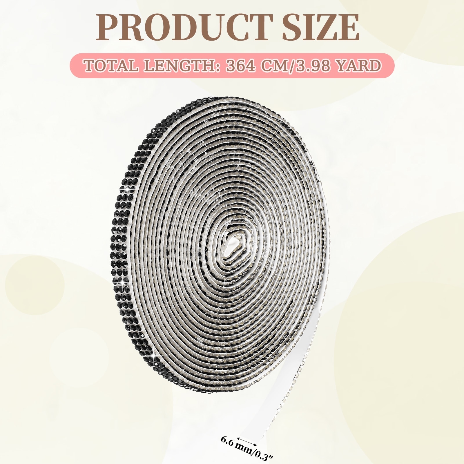 Self Adhesive Rhinestone Ribbon, Bling Diamond Crystal Strips Stickers for DIY Arts Crafting Wedding Decoration - 0.3 Inch