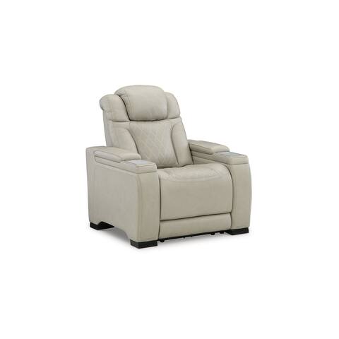 Signature Design by Ashley Strikefirst Gray Power Recliner with Adjustable Headrest