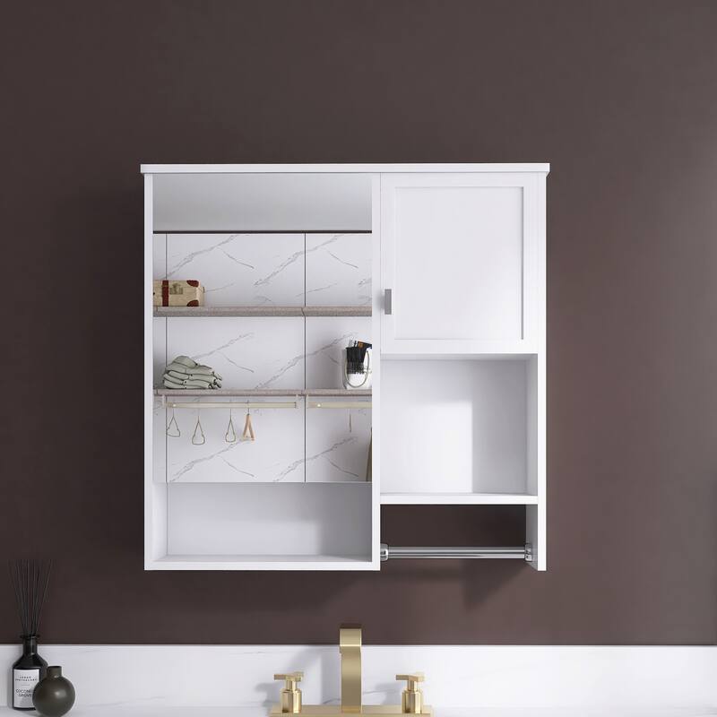 29'' x 28" Rectangular MDF Medicine Cabinet with Mirror