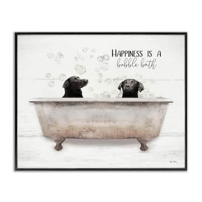 Stupell Animal Bathroom Happiness is a Bubble Bath Dog Quote Framed Wall Art