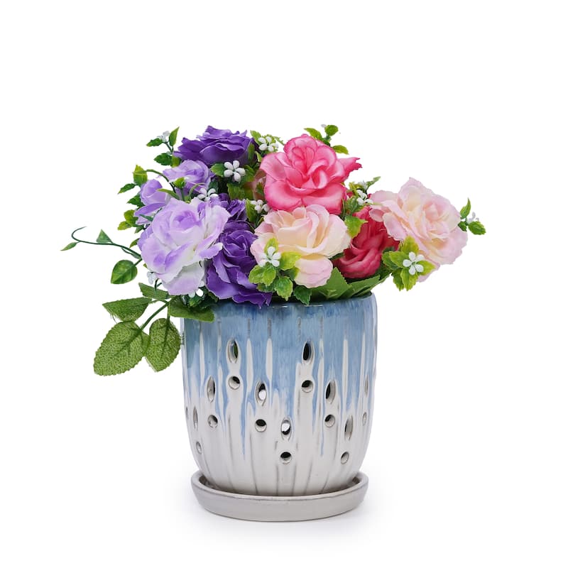 Set of 2 Ceramic Flowerpot with Drainage Hole