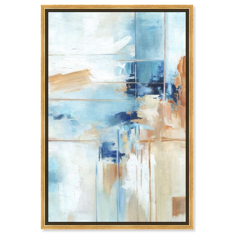 Art Remedy House Of Lines I Framed Blue Abstract 1 Piece Canvas Wall Art - 21 x 31 - Gold