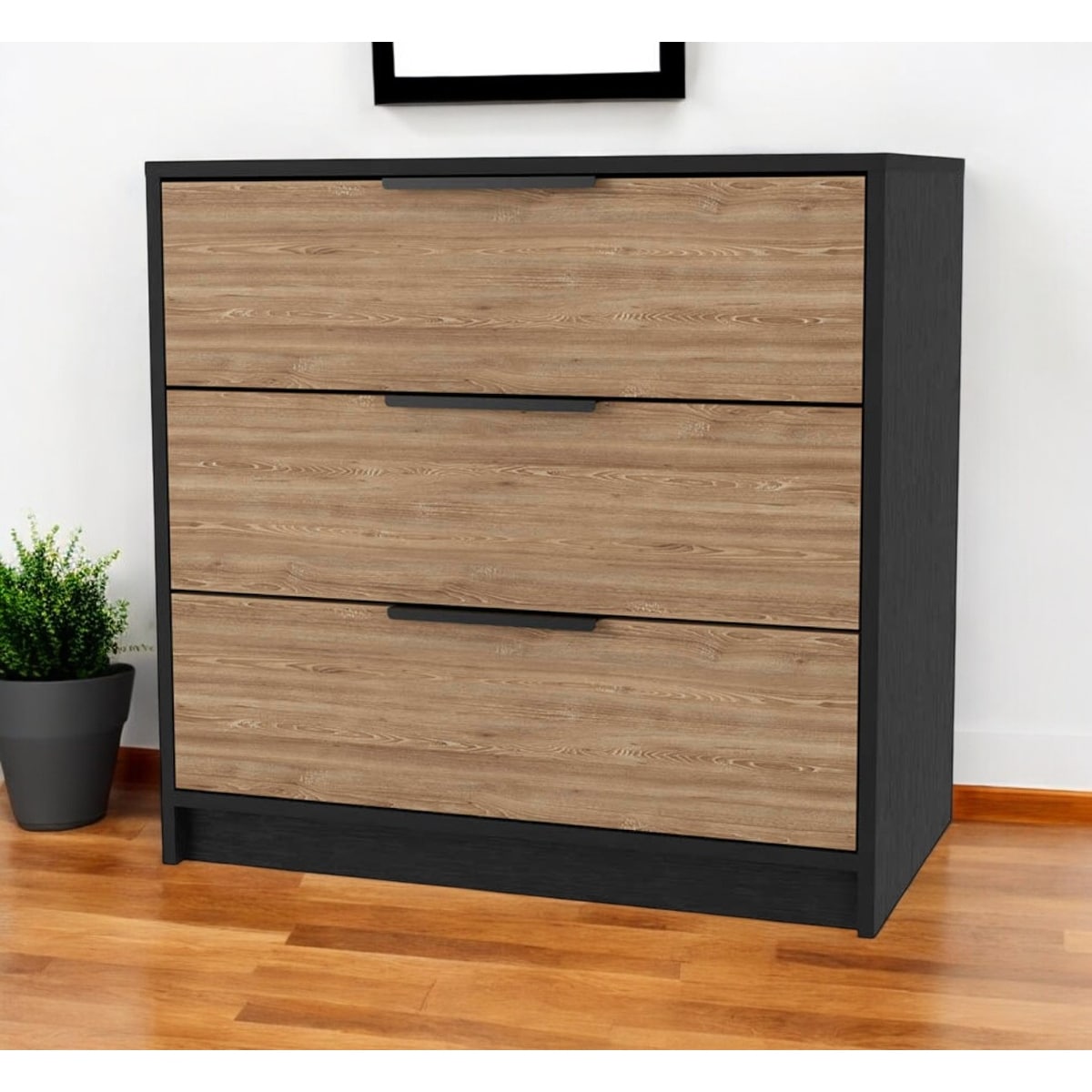 HomeRoots 28" Oak Three Drawer Dresser