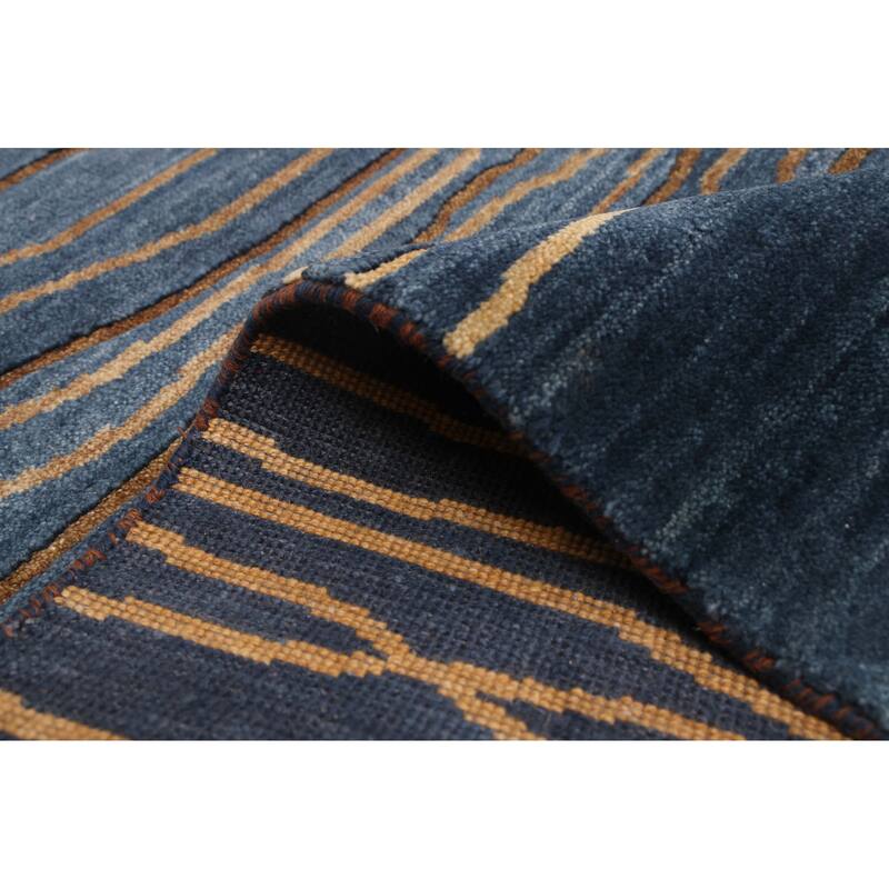 ECARPETGALLERY Hand-knotted Peshawar Ziegler Dark Blue Wool Rug - 5'3 x 6'11