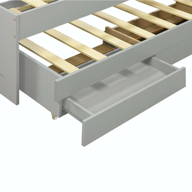 Twin XL Size Platform Bed with Storage LED Headboard, Charging Station