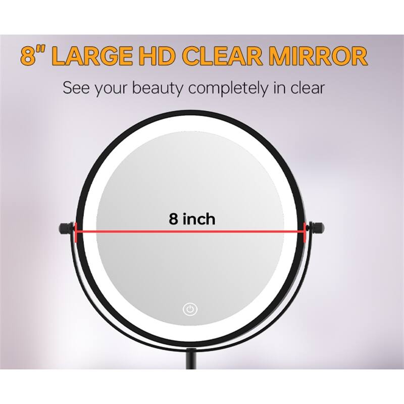 1X/10X 360 Rotation Makeup Mirror w/ Lights, 3 Color Lighting Dimmable