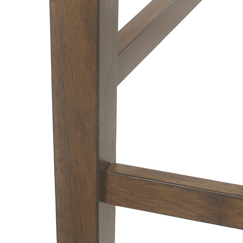 Modern Set of 2 Bar Stools with Leather Upholstered Seats, Curved Ladder Backrests, Wooden Legs, for Bar and Dining Room