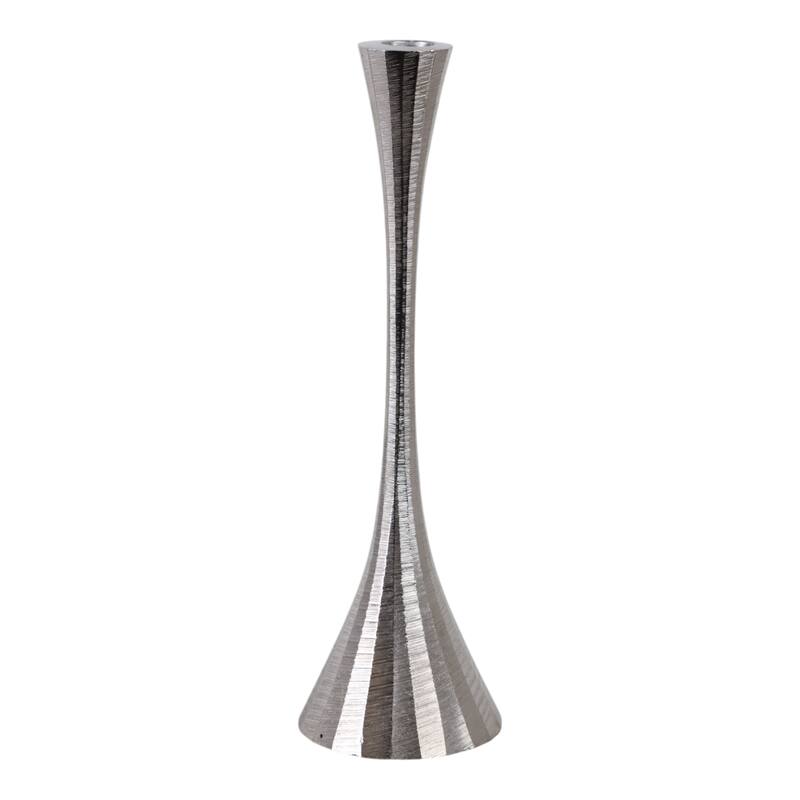 Glam Metal and Wood Taper Candle Holder Sculptural Silhouette MDF Base