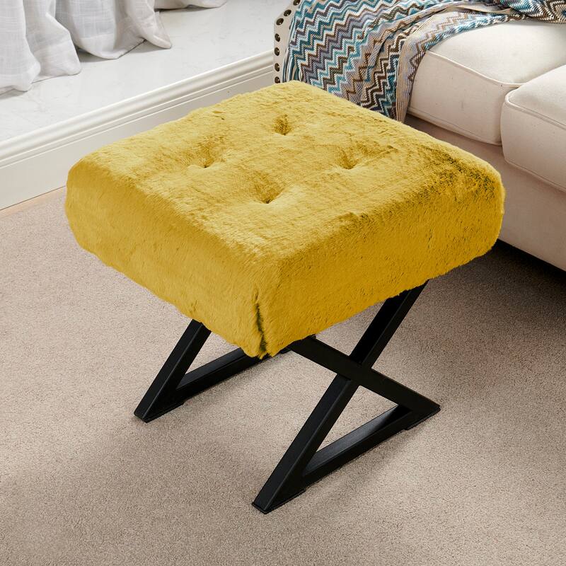 FauxFur Ottoman Vanity Stool 19"X19"X19".