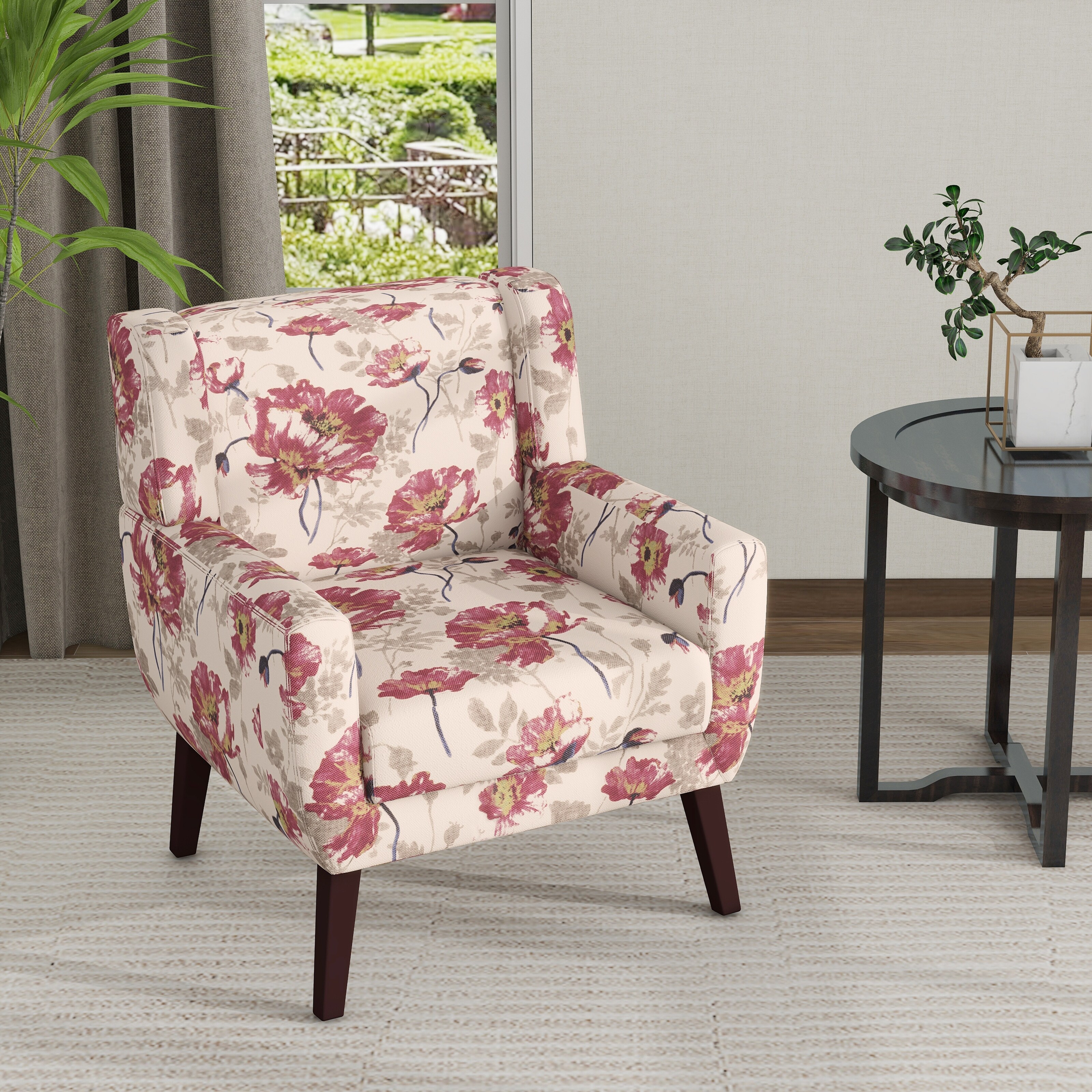 Modern Cotton Linen Upholstered Accent Chair for Living Room-image