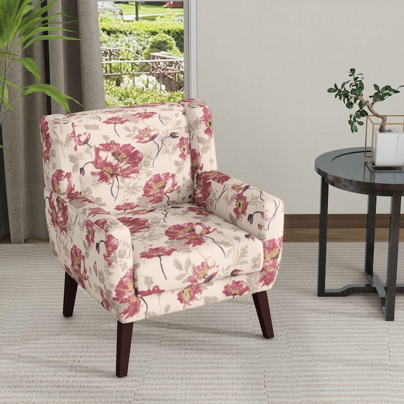 Modern Accent Chair Cotton Linen Upholstered Chair for Living Room