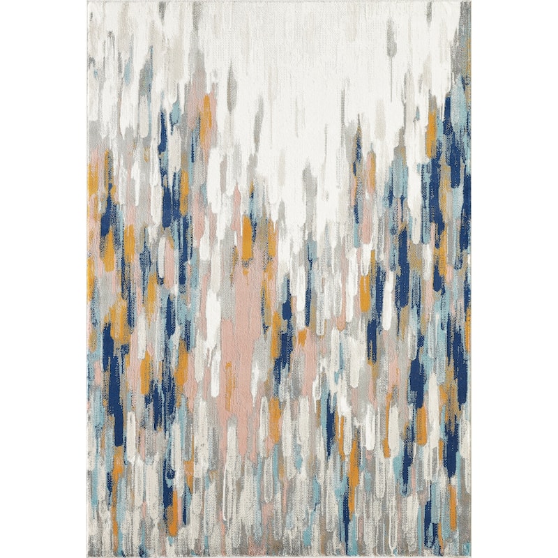 Abani Porto Contemporary Abstract Area Rug - 2' x 3' - Orange