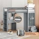 preview thumbnail 17 of 34, Twin Size Solid Wood Loft Bed with Shelves & LED Light Twin - Gray