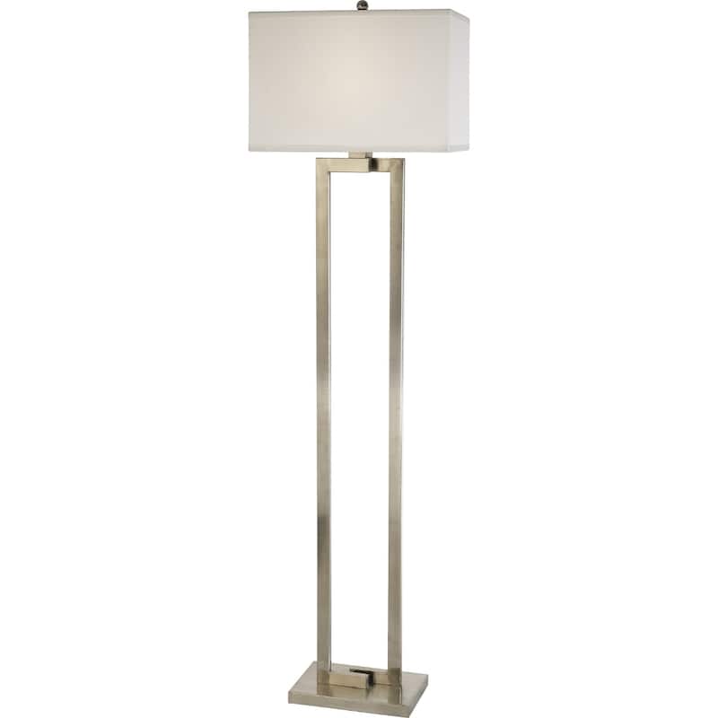 61" Nickel Floor Lamp with White Rectangular Shade for Living Room - 11" x 18" x 60.50"