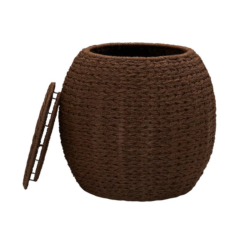 Household Essentials Handwoven Barrel Wicker Storage Basket Side Table - 17.0"L x 17.0"W x 19.0"H