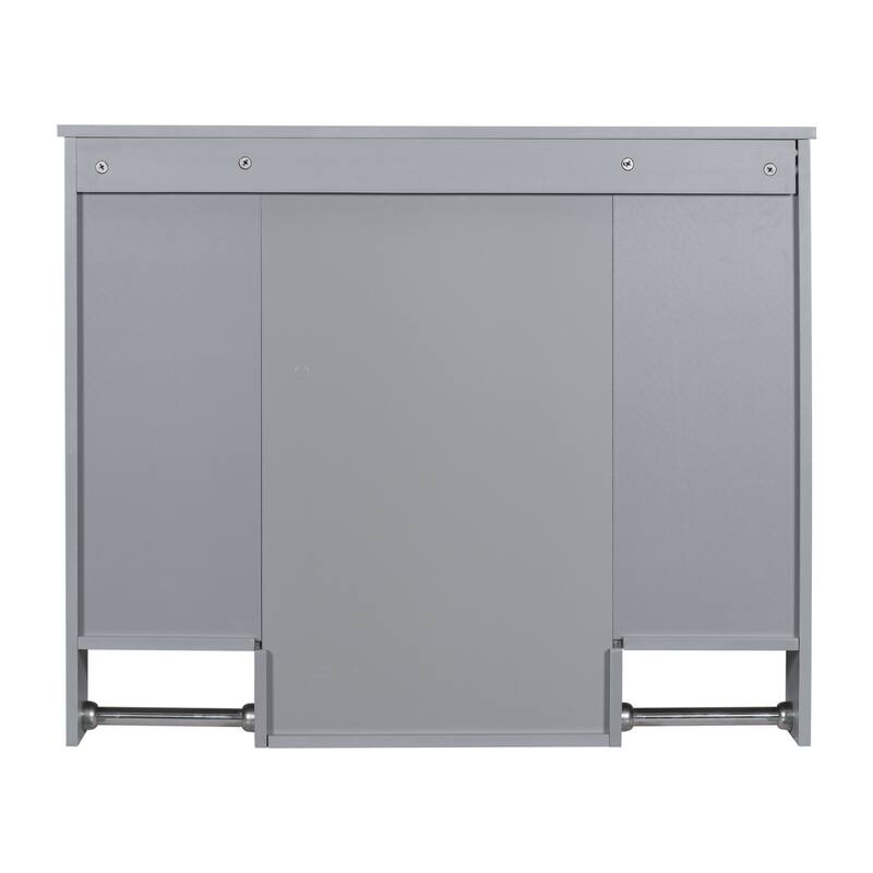 Over the Toilet Medicine Cabinet Wall Cabinet for Bathroom with Mirrored Cabinet, Side Cabinets, Open Shelves and Towel Racks