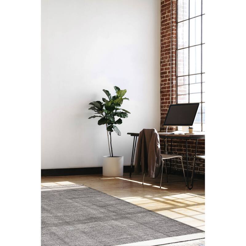 ECARPETGALLERY Braid weave Sienna Dark Grey Wool Rug - 5'1 x 7'7