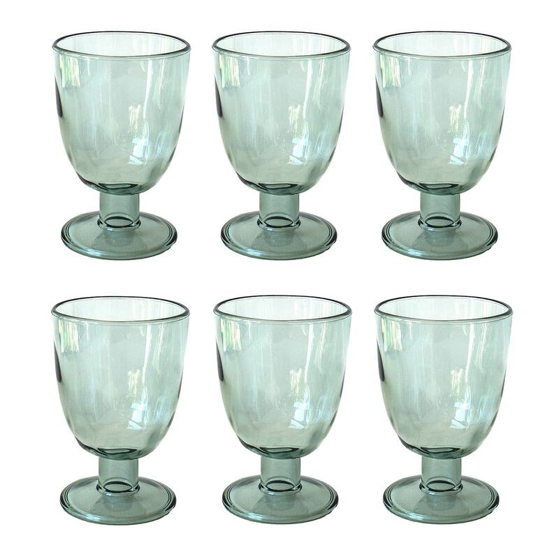 Abode Homewares Rustic Acrylic Wine Glass - 14 oz - Set of 6 - Recycle Green