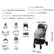preview thumbnail 29 of 28, Carbon Steel Foldable 5-in-1 Stroller with Reversible Seat - 34.6” L x 23.6” W x 46.5” H