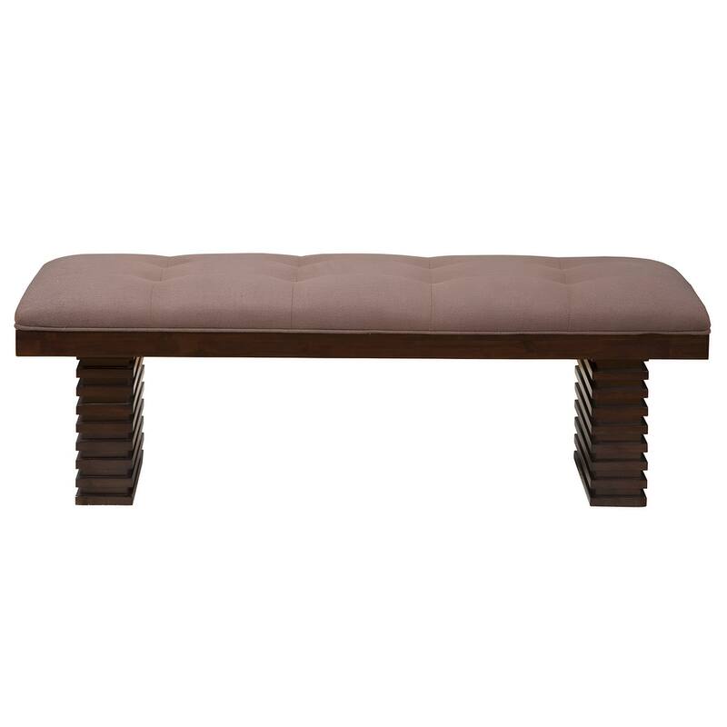 HomeRoots 59" Latte and Espresso Upholstered Linen Blend Dining Bench - 58.5