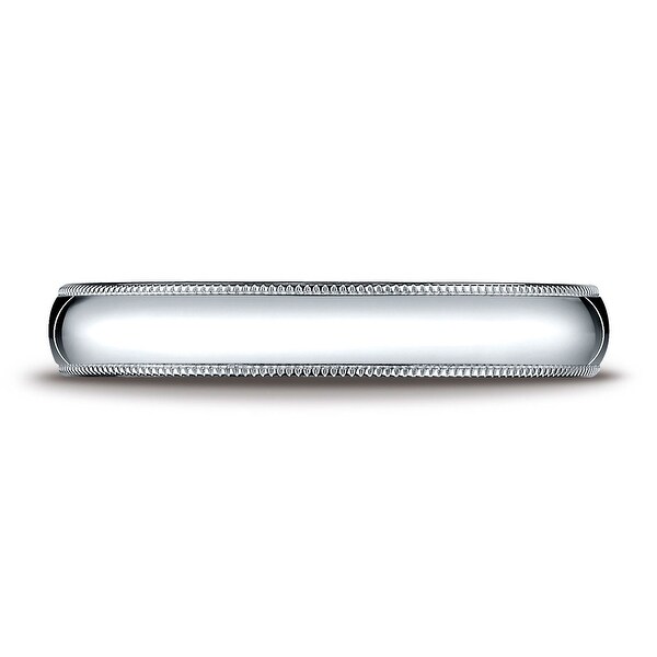 Platinum 4mm Slightly Domed Standard Comfort-fit Ring with Double Milgrain